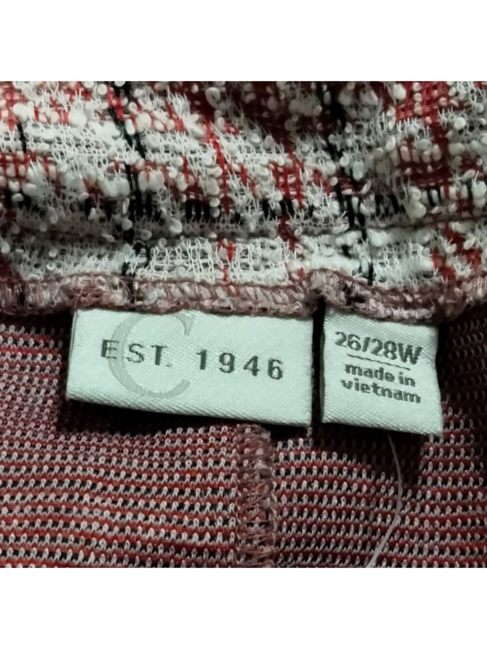 Catherines Plus Size 26/28W Skirt Tweed Button Accent Pink Plaid Pull-On - Picture 8 of 10
